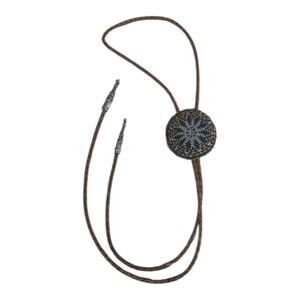 Beaded Bolo tie western look leather